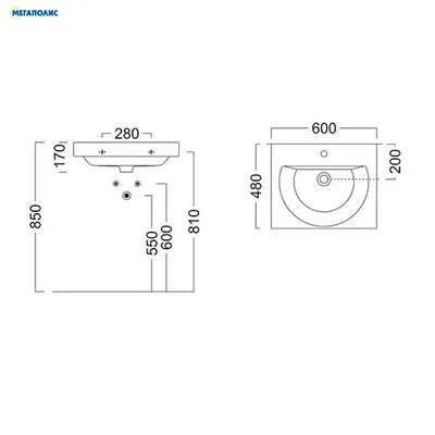 Раковина Kerama Marazzi Buongiorno BG.wb.60 c крепежом картинки