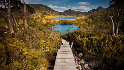 Обои Австралия, озеро, горы, St. Clair National Park, Tasmania, Australia,  lake, mountains, 4K, Туризм #23343 картинки