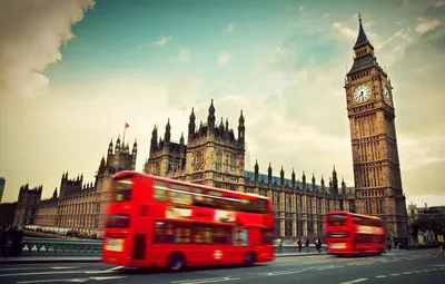 Обои Англия, Лондон, London, England, Big Ben, Westminster Abbey, red bus  картинки на рабочий стол, раздел город - скачать картинки