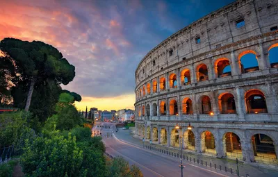 Обои дорога, Рим, Колизей, Италия, архитектура, Italy, Colosseum, Rome,  амфитеатр, Древний Рим картинки на рабочий стол, раздел город - скачать картинки