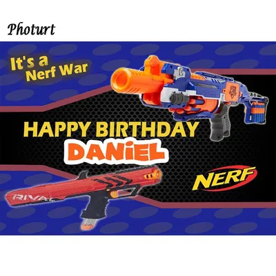 Фотофон на заказ с пистолетом NERF фон для детского дня рождения Синяя  игрушка полиэстер виниловый баннер фотография Декор реквизит - купить по  выгодной цене | AliExpress картинки