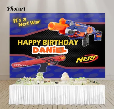 Фотофон на заказ с пистолетом NERF фон для детского дня рождения Синяя  игрушка полиэстер виниловый баннер фотография Декор реквизит - купить по  выгодной цене | AliExpress картинки