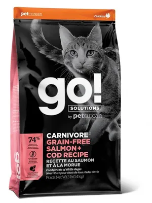 Корм беззерновой для котят и кошек, Go! Solutions Cats Carnivore Grain-Free  Salmon+Cod Recipe, с чувствительным пищеварением с лососем и треской купить  с доставкой в интернет-магазине зоогастроном.ру картинки