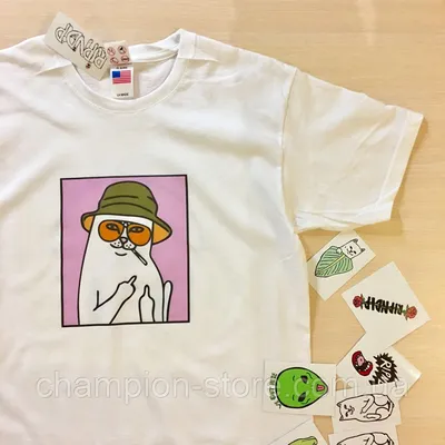 Купить RipNDip Lord Nermal футболка белая. Живые фото, кот с факом, цена  429 грн — Prom.ua (ID#1296359264) картинки