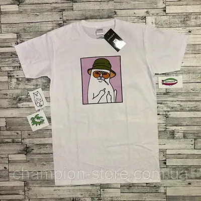 Купить Футболка белая RipNDip Lord Nermal . Живые фото, кот с факом, цена  410 грн — Prom.ua (ID#952813627) картинки