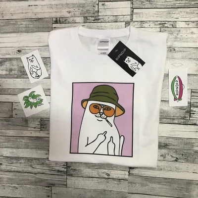 RipNDip Lord Nermal Футболка Белая. Живые Фото, Кот с Факом — Купить  Недорого на Bigl.ua (799190575) картинки