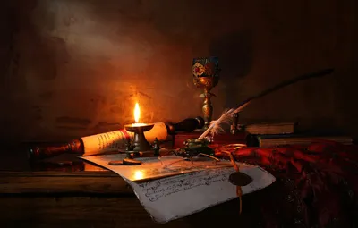 Обои свеча, Натюрморт со свечой и свитком, Still life with candle and  scroll картинки на рабочий стол, раздел стиль - скачать картинки