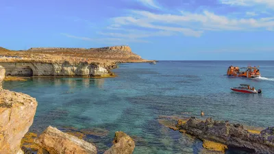 Картинка Республика Кипр Cape Greco Море скалы Природа 1920x1080 картинки