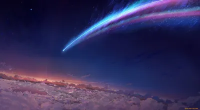 Обои Аниме Kimi no Na wa, обои для рабочего стола, фотографии космос,  кометы, метеориты, комета Обои для рабочего стола, скачать обои картинки  заставки на рабочий стол. картинки