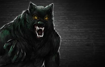 Обои стена, волк, оборотень, зубастый, werewolf картинки на рабочий стол,  раздел фантастика - скачать картинки