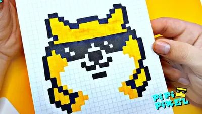 Рисуем по клеточкам- КРУТАЯ СОБАКА в ПИКСЕЛЬНЫХ ОЧКАХ ! DOG PIXEL ART -  YouTube картинки