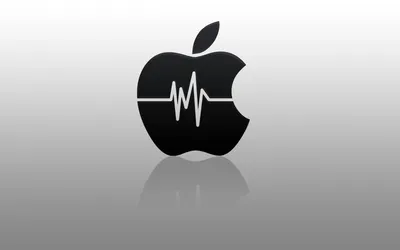 Логотип apple на зеркальном фоне. Пульс - обои на рабочий стол картинки