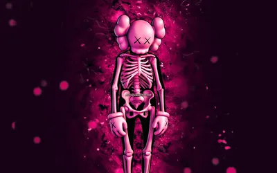 Скачать обои Pink KAWS Skeleton, 4k, purple neon lights, Fortnite Battle  Royale, Fortnite characters, Pink KAWS Skeleton Skin, Fortnite, Pink KAWS  Skeleton Fortnite для монитора с разрешением 3840x2400. Картинки на рабочий  стол картинки