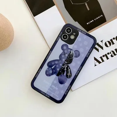 ᐉ Стеклянный чехол для iPhone X/XS Bearbrick Kaws в стиле робота Синий картинки