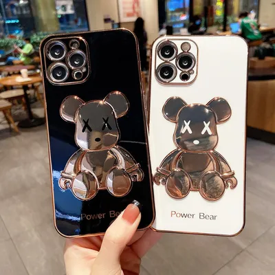 ᐉ Чехол для iPhone 12 3D Bearbrick Kaws Power Bear Черный картинки