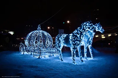 Скачать обои гирлянда, карета, лошади, снег бесплатно для рабочего стола в  разрешении 4288x2848 — картинка №452402 картинки