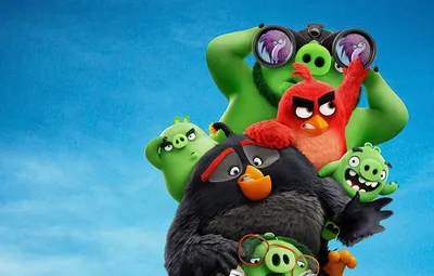 Обои птицы, мультфильм, бинокль, свиньи, Movie, The Angry Birds картинки на  рабочий стол, раздел фильмы - скачать картинки