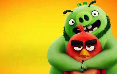 Обои птица, свинья, Энгри Бёрдс, обнимашки, The Angry Birds Movie 2 картинки  на рабочий стол, раздел фильмы - скачать картинки