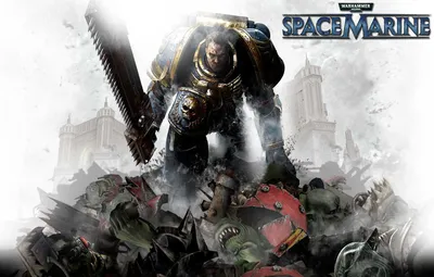 Обои warhammer 40000, space marine, бензопила, космодесантник, Капитан Тит  картинки на рабочий стол, раздел игры - скачать картинки