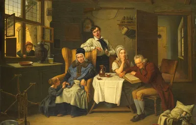 Обои масло, картина, холст, 1831, Eduard Pistorius, Чтение Библии, Эдуард  Писториус картинки на рабочий стол, раздел живопись - скачать картинки