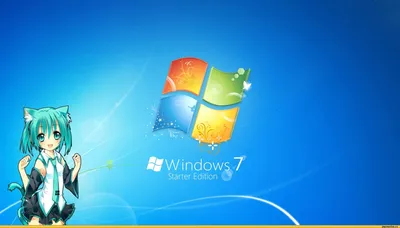 Windows 7 :: обои (большой размер по клику) :: Кликабельно :: заставка ::  голубой фон :: няшка / смешные картинки и другие приколы: комиксы, гиф  анимация, видео, лучший интеллектуальный юмор. картинки