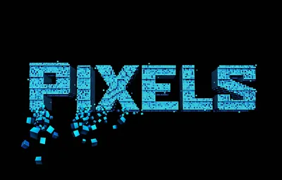 Обои надпись, черный фон, Пиксели, Pixels картинки на рабочий стол, раздел  фильмы - скачать картинки