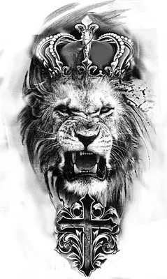 Лев с крестом с короной эскиз тату | Lion tattoo, Lion head tattoos, Lion  leg tattoo картинки