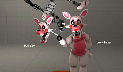 Шаблон Mangle and toy foxy FNAF Мангл и той фокси ФНАФ - Рисовач .Ру картинки