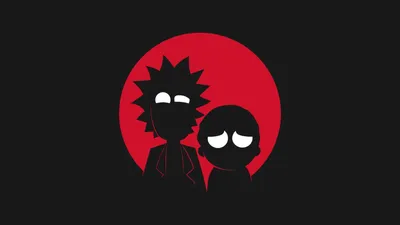 Silhouettes of cartoon characters Rick and Morty Desktop wallpapers 1600x900 картинки