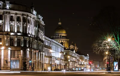 Обои дорога, ночь, огни, улица, фонари, Russia, питер, санкт-петербург, St.  Petersburg картинки на рабочий стол, раздел город - скачать картинки