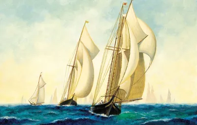 Обои море, корабли, арт, флот, painting, эскадра, парусников. картинки на  рабочий стол, раздел живопись - скачать картинки