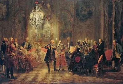 Файл:Adolph Menzel - Flötenkonzert Friedrichs des Großen in Sanssouci -  Google Art Project.jpg — Википедия картинки