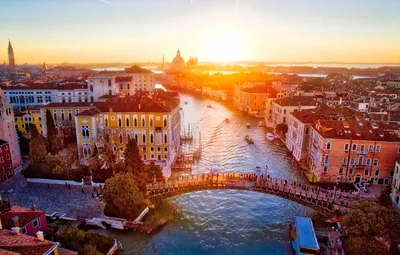 Обои Italy, sunrise, Venice, Grand Canal, Ponte Dell'Accademia картинки на  рабочий стол, раздел город - скачать картинки