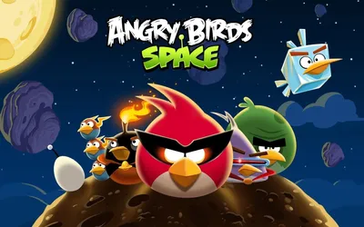 Angry birds на фоне космоса - обои на рабочий стол картинки