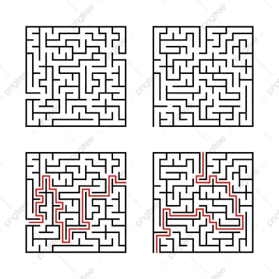 набор квадратных лабиринтов PNG , Логические, решение, образование PNG  картинки и пнг рисунок для бесплатной загрузки картинки
