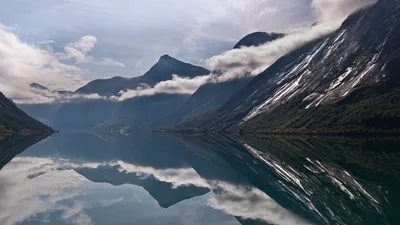 Картинка norway, горы, облака, отражение, озеро, Норвегия 1920x1080 скачать  обои на рабочий стол бесплатно, фото 40526 картинки