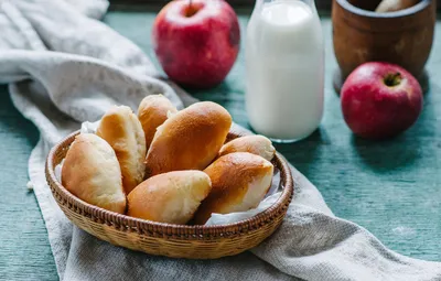 Обои яблоки, молоко, пирожки картинки на рабочий стол, раздел еда - скачать картинки