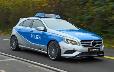 Обои дорога, car, машина, фары, Mercedes-Benz, скорость, Brabus, мигалки,  hankook, A45, police car, полицейская машина, Mercedes A-Class, Brabus B25  Polizei, Mercedes A45, полиция Германии картинки на рабочий стол, раздел  mercedes - скачать картинки