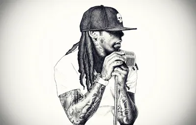 Обои микрофон, дреды, бейсболка, певец, реп, RAP, Lil wayne картинки на  рабочий стол, раздел музыка - скачать картинки