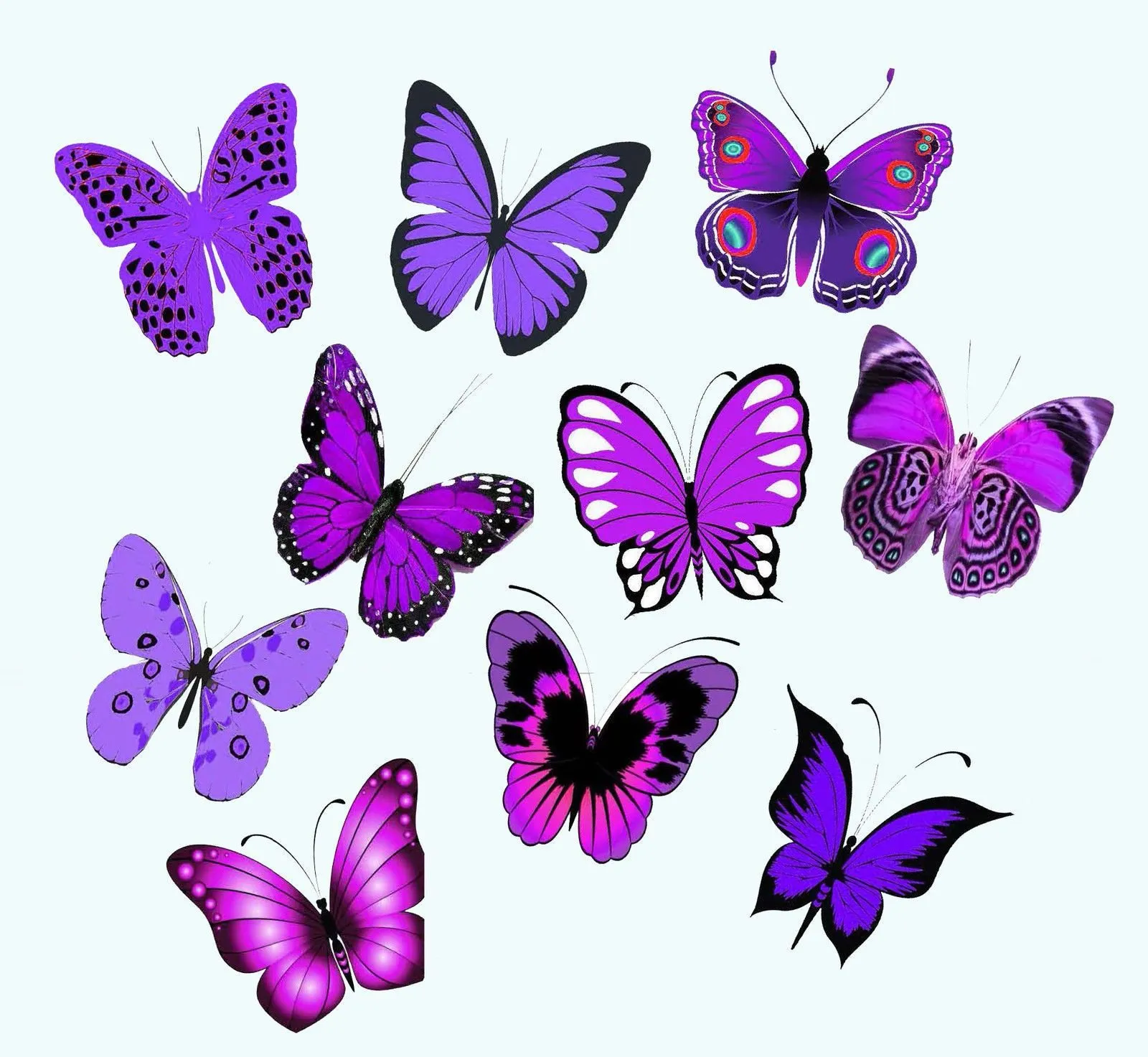 Бабочки фиолетовые для печати на торт