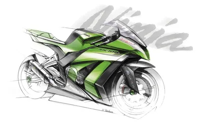 Скачать обои мотоцикл, Kawasaki, Ninja, скетч, ZX-10R, раздел мотоциклы в  разрешении 2880x1800 картинки