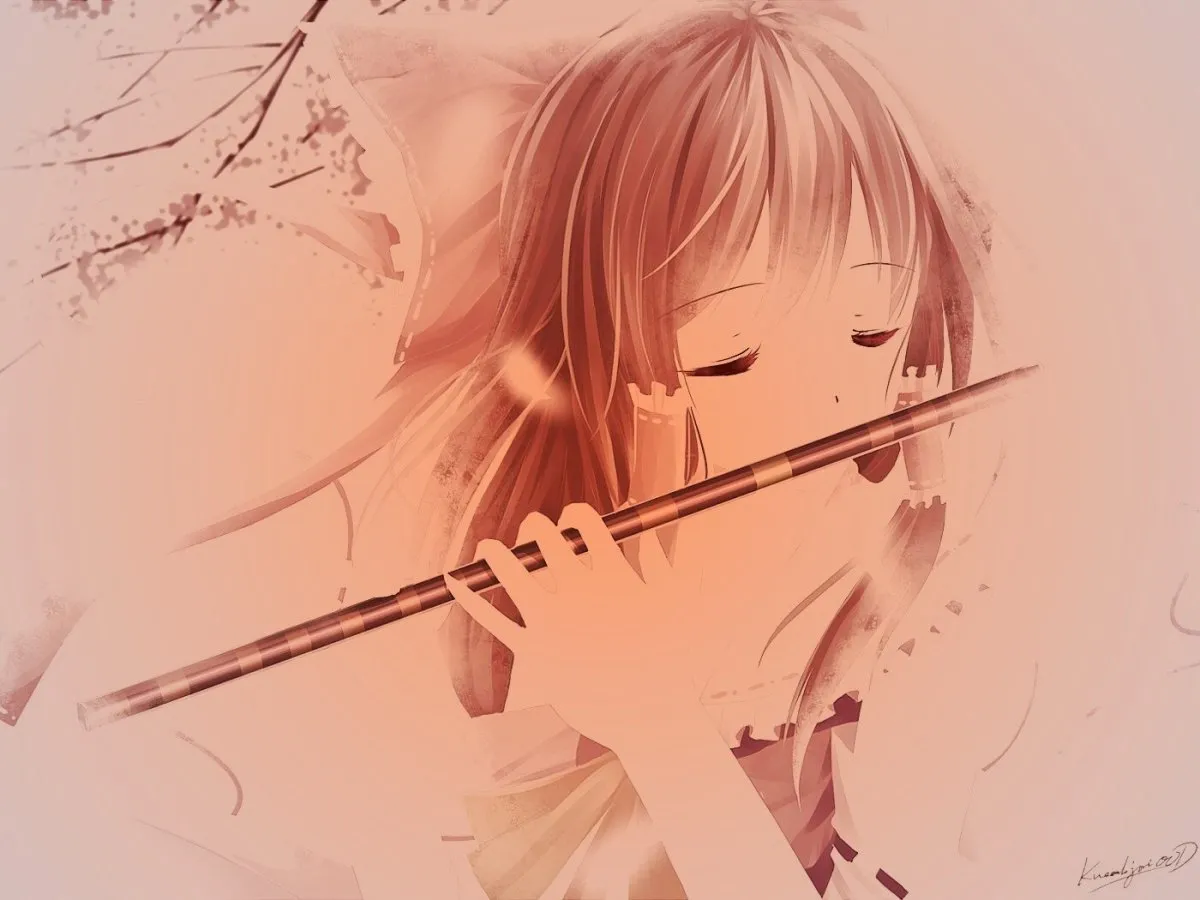 Аниме девушка с флейтой