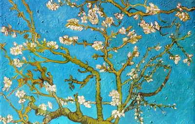 Обои ветви, картина, живопись, blue, art, Vincent van Gogh, миндальное  дерево, Almond Tree, Винсент ван Гог картинки на рабочий стол, раздел  живопись - скачать картинки