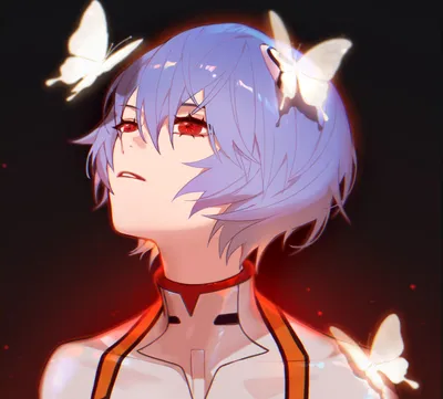 Обои на рабочий стол Ayanami Rei / Рей Аянами из аниме Evangelion /  Евангелион с бабочками на ней, обои для рабочего стола, скачать обои, обои  бесплатно картинки