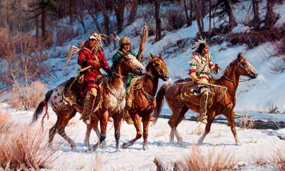 Картинка индейцы, martin grelle, лошади 1280x768 скачать обои на рабочий  стол бесплатно, фото 374444 картинки