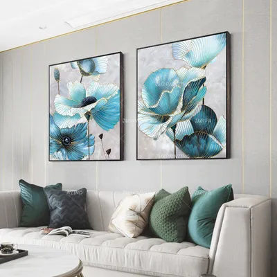 Blue Flower Plant Abstract Watercolor Gold Line Framed Wall - Etsy  Australia | Canvas painting, Painting, Abstract floral paintings картинки