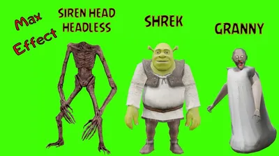 3 разных футажа Granny, Shrek, Sirenhead headless на зеленом фоне - YouTube картинки