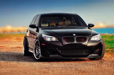 Картинки BMW M5 E60 Черный авто Спереди 4247x2788 картинки