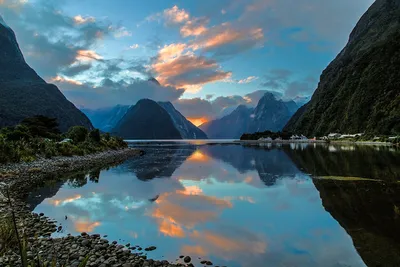 Картинки Новая Зеландия Milford Sound гора Море Природа Пейзаж картинки