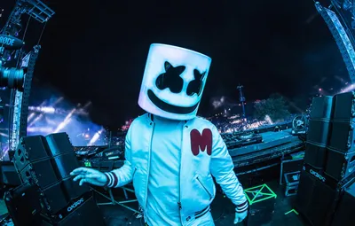 Обои маска, концерт, диджей, маршмэллоу, Marshmello картинки на рабочий  стол, раздел музыка - скачать картинки